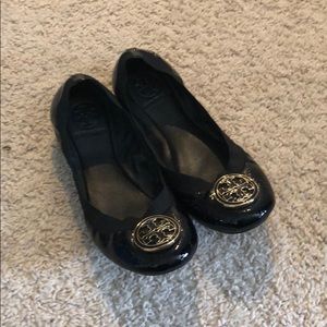 Tory Burch black patent flats